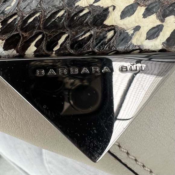 Barbara Bui "Back To Black" Gray Bag, Snakeskin Trim - Picture 6 of 10